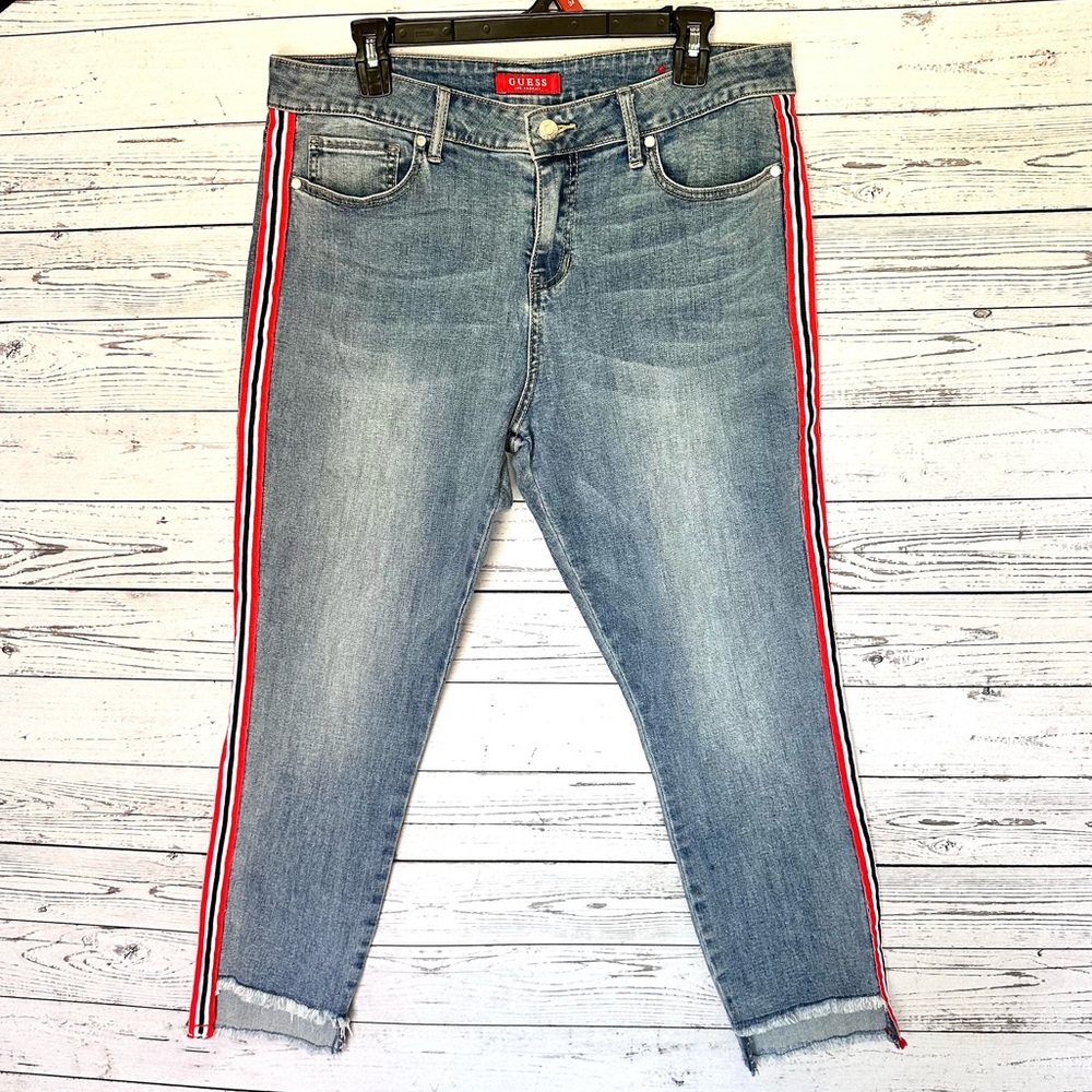 Guess Women's Denim Jeans With Red Stripe